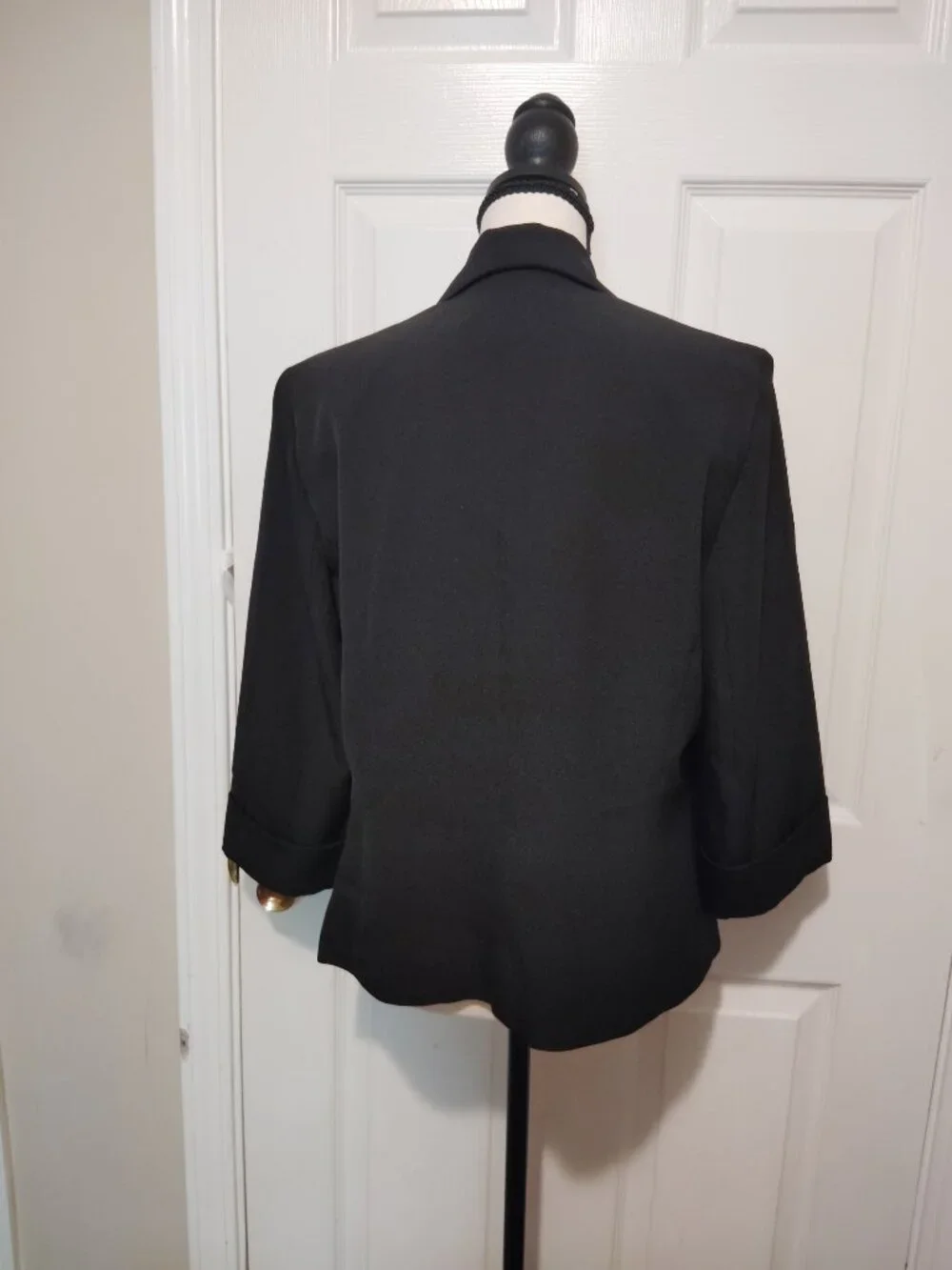Kasper Open front Elegant Blazer Jacket women's Size 10 Black 3/4 sleeve